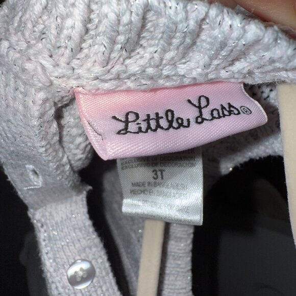 Little Lass Girls 3T Gray Cable Knit Sweater Dress with Sparkle - Picture 2 of 5